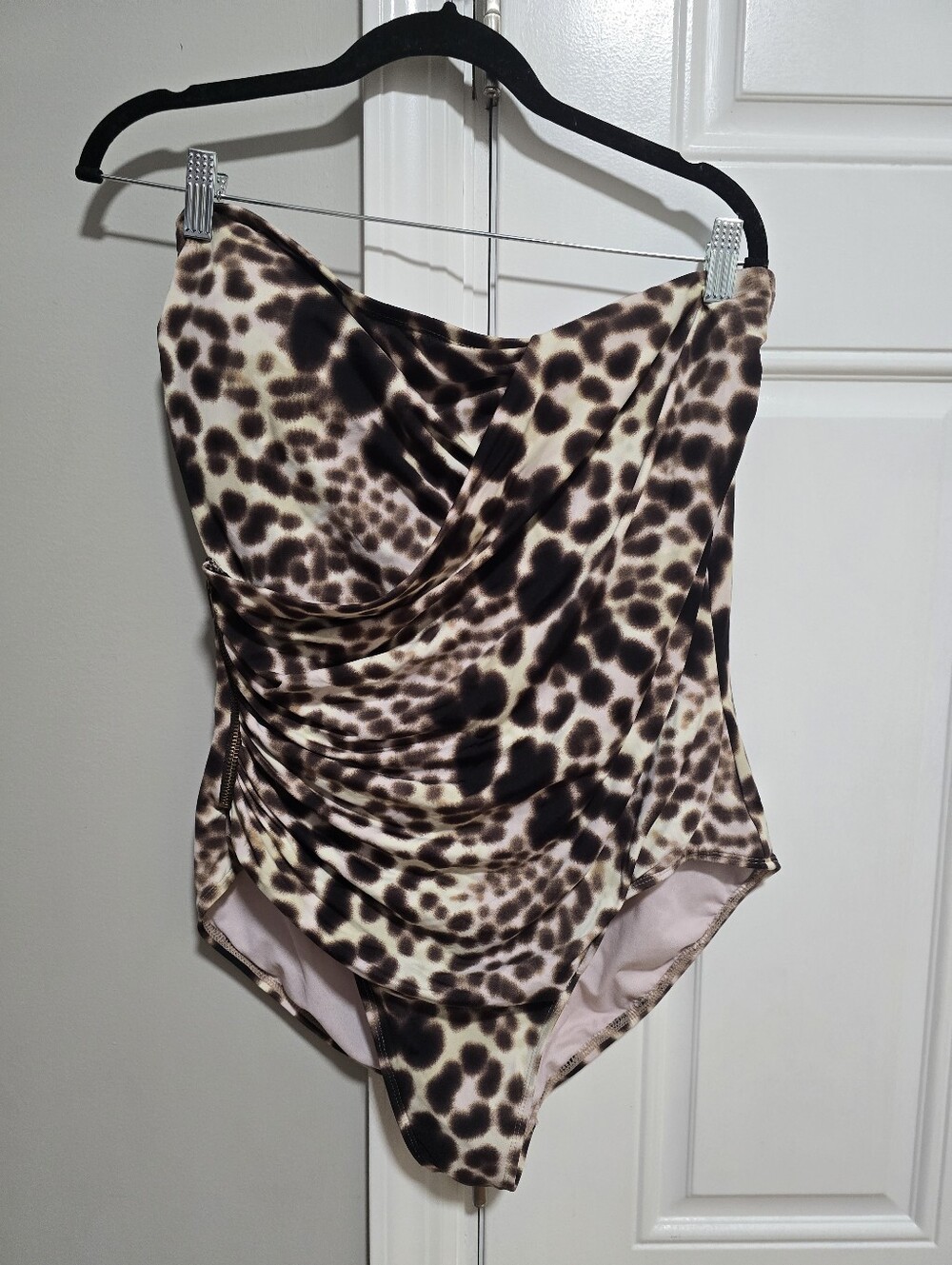 Jennifer Lopez Leopard Print One-Piece Swimsuit, Size 16